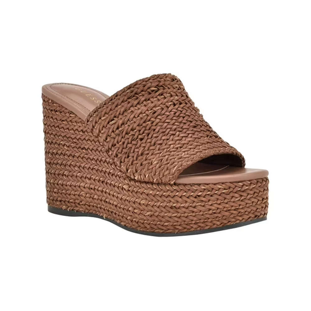 Guess Women's Yenisa Woven Slip On Mule Sandals, Medium Brown Size 6.5M